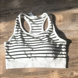 ZYIA Striped White and Black Sports Bra